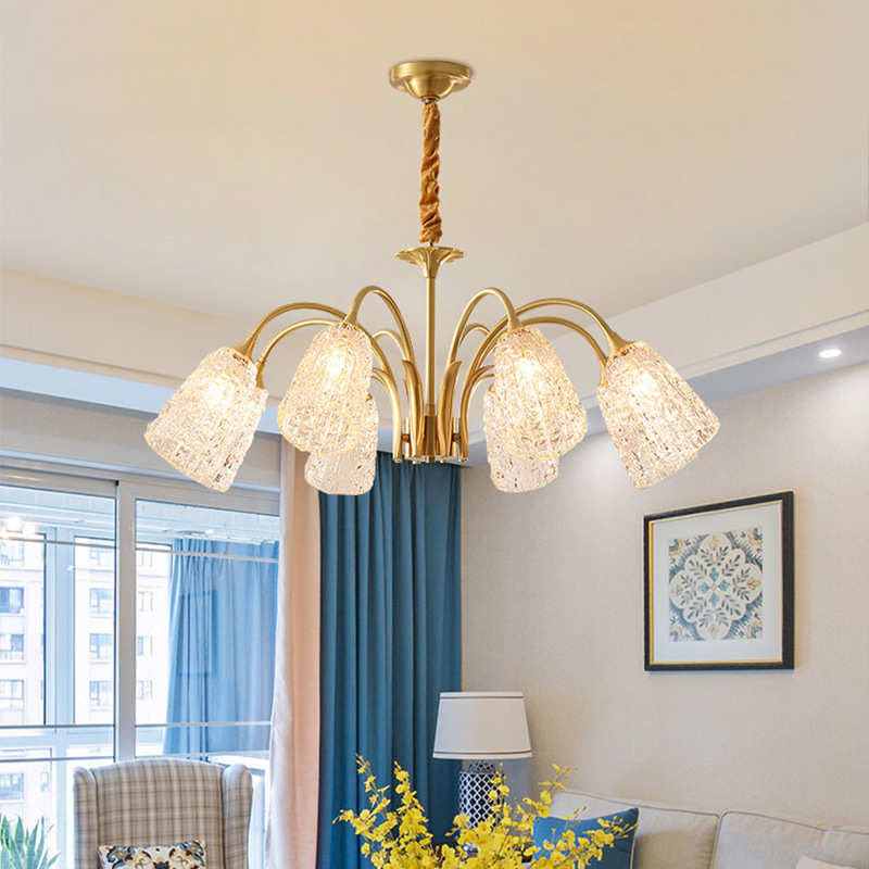 客厅吊灯美式轻奢顶灯餐厅灯欧式复古全铜新款主卧室法式灯具