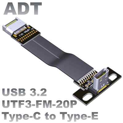 USB3.2接口扩展转接线type-c转19P/20P主板前置后置带PCI挡板ADTA