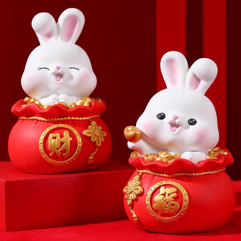 兔子存钱创意罐搪胶工艺儿童玩具兔年礼品桌布装饰储蓄罐工厂直销