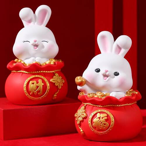 兔子存钱创意罐搪胶工艺儿童玩具兔年礼品桌布装饰储蓄罐工厂直销