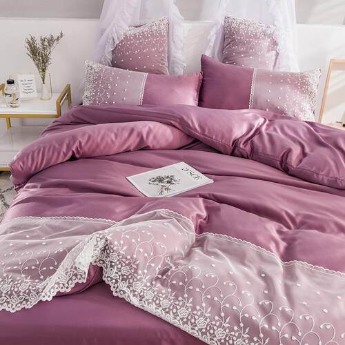 高档公主四件套夏季双面冰丝滑新床单被风套丝裸睡真丝少女心小清