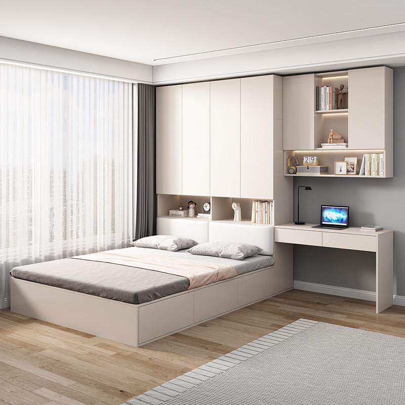 衣柜床一体小户型软包榻榻米床头柜储物多功能床带书桌省空间儿童