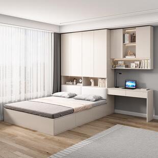 衣柜床一体小户型软包榻榻米床头柜储物多功能床带书桌省空间儿童
