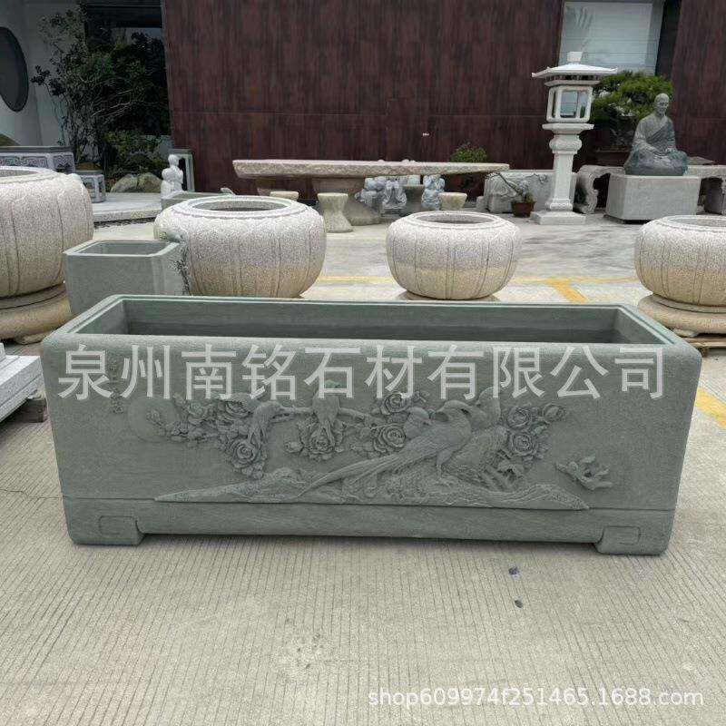 天然石头水缸青石门海鱼缸庭院造景摆件长方形荷花缸聚宝盆雕塑