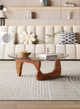 家用现代简约小户型茶几客厅钢化玻璃茶几网创意灰色茶桌红圆形