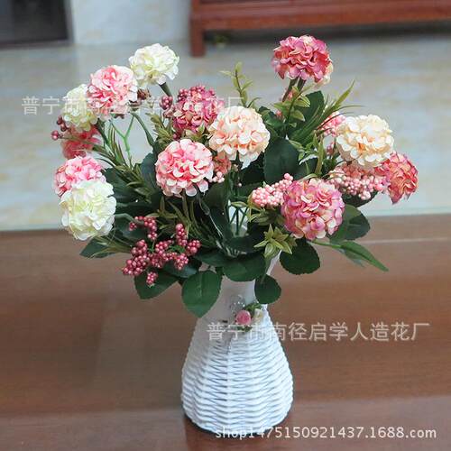 仿真7头油画球菊手工绢花装饰客厅插花家居假花