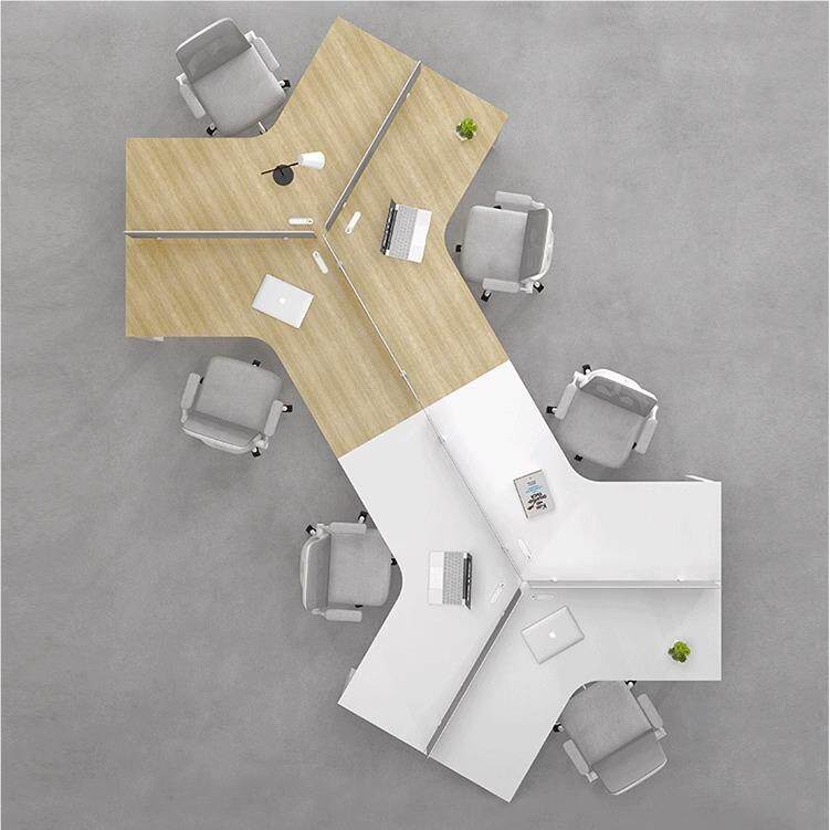 创意异职员办公桌椅组形合3//68员工桌六人弧形位办公室多人工位