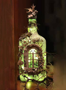 跨境新款万圣节幽灵古堡摆件发光创意酒瓶花园装饰庭院树脂工艺品