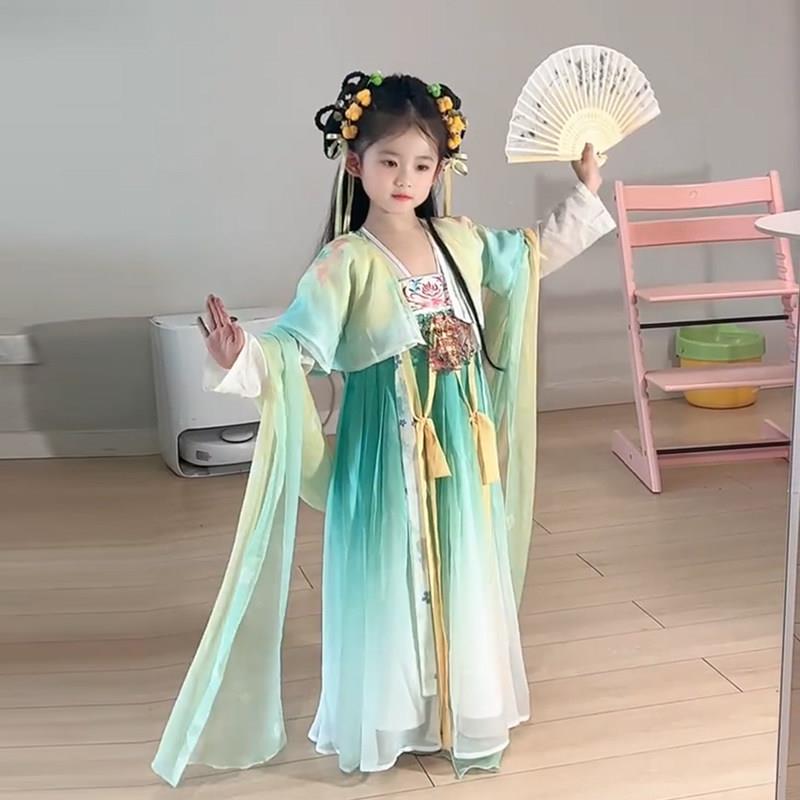 虞书欣同款女童唐装齐胸襦裙舞蹈用古装服装凌妙妙儿童汉服