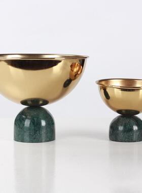 新中式圆形金属托理大水EAK果盘样板房民宿盘点心收纳盘摆件装饰