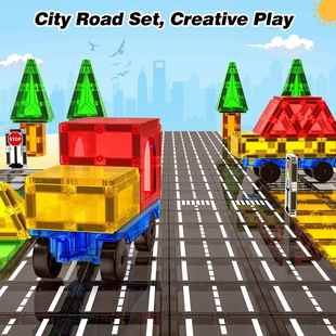 Magnet Road Building Blocks Toys Magnetic Construction Tiles