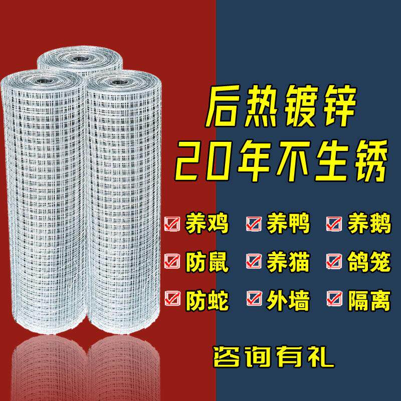 电焊网片护栏网加粗热浸镀锌铁丝网格围栏养鸡家用防鼠网小孔养殖