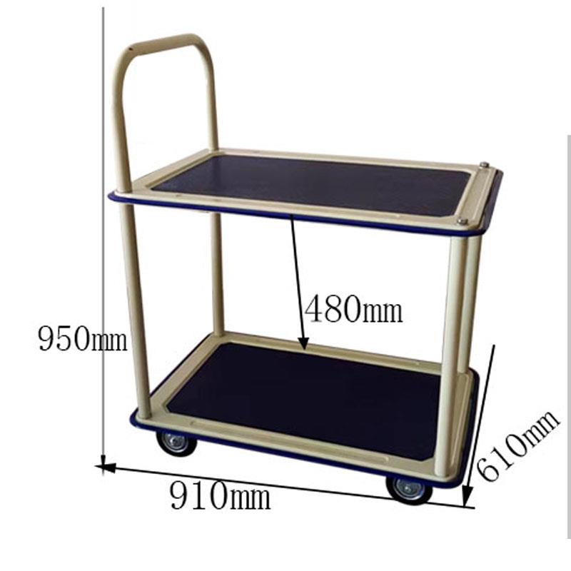 高档纳置物架双层具车三层平板手车多层工小推车仓储移推动收置物