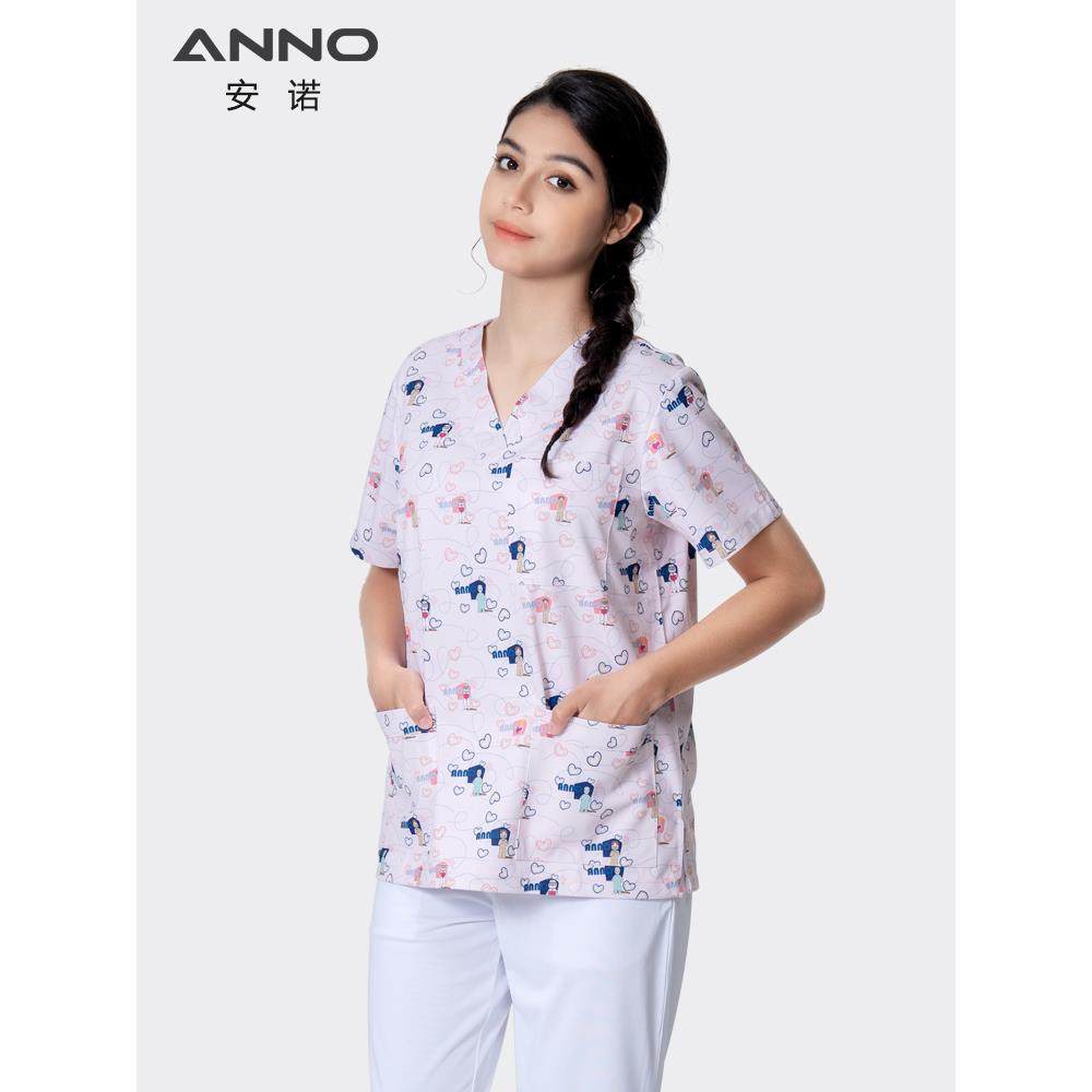 新款安洗手服印花护宠物男医生护士工作制服刷诺手衣女款 小士