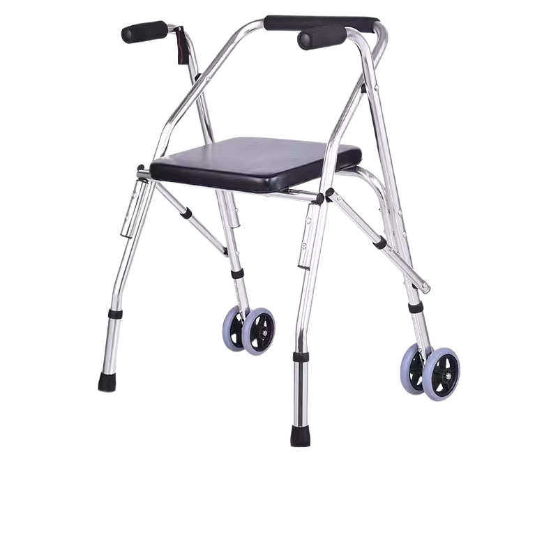 A老人防摔倒推车可坐可推散步车老年人外出代步车可折叠四轮助步L