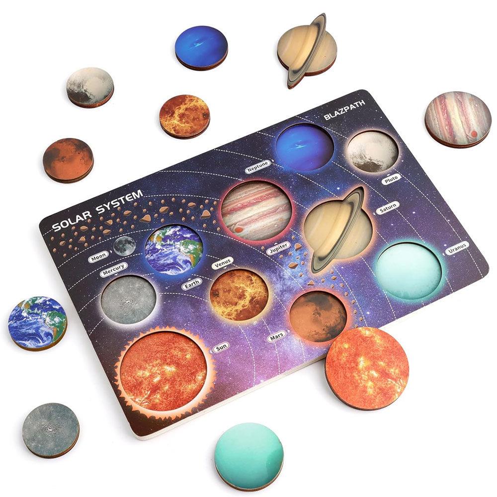 太阳系玩具木制幼儿拼图行星空间学习