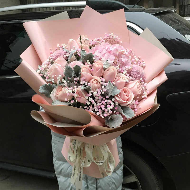 武汉鲜花速递同城配送绣球玫瑰生日花束情人节送花订花送女友爱人