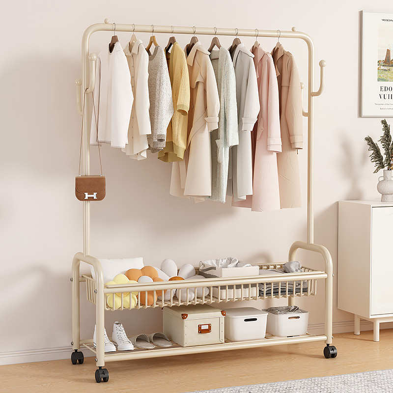 厂家直销挂衣架落地卧室家用室内可移动晾衣杆架阳台小型晾衣杆简