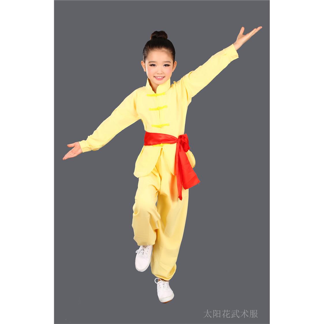 正品儿童武术服练功服女童男少童功夫太极袖服长短袖儿训练装表服