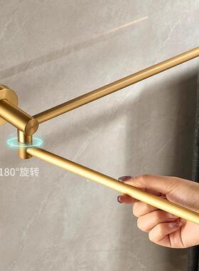 复古全铜杆毛巾架转双浴室活8317动免打孔毛旋巾杆卫生间壁挂巾浴