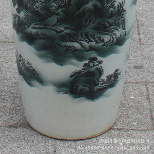 批发景德镇陶瓷大花瓶 仿古墨彩迎客松客厅家居落地摆件 开业礼品