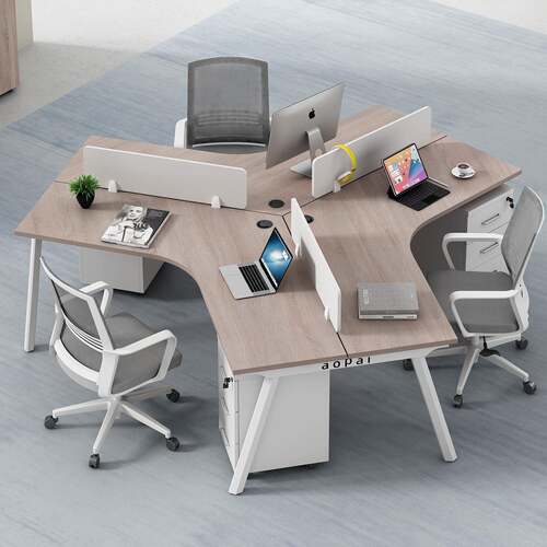 办公室职员办公桌3/4/5人位简约现代电脑卡座异形员工椅组合6人位
