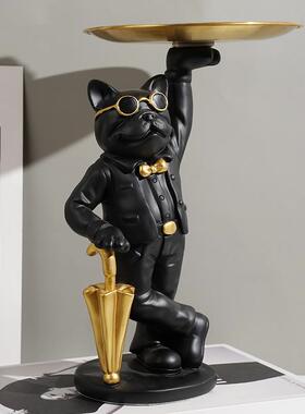 轻奢户玄关钥匙托盘斗收纳摆FDGTP件创意法入家居客厅桌狗面树脂