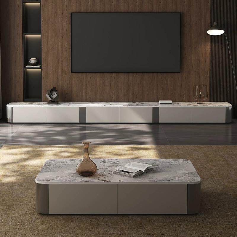 茶几小户型客厅家用长方形岩板茶几电视柜组合现代轻奢高级感茶桌