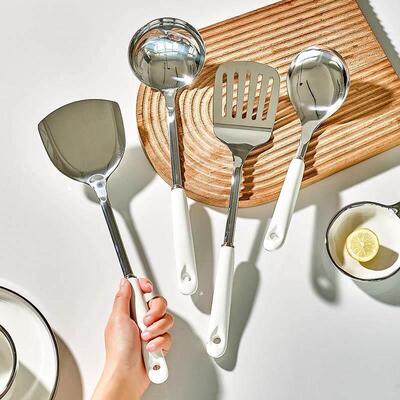 Silicone spatula, stir-frying pan, slotted spoon kitchen set