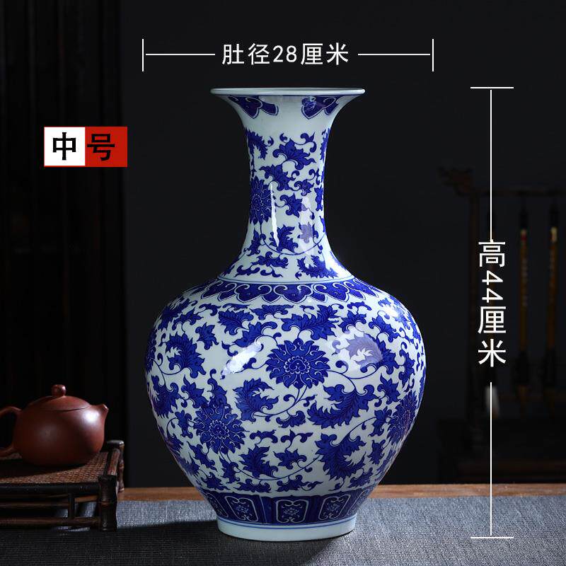 高档景德镇陶器花瓶大瓷号仿古青花瓶