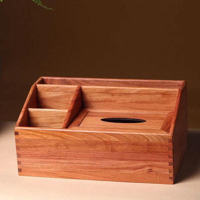 缅甸花梨木多功能纸巾盒桌面遥控器收纳盒客厅茶几实木质抽纸盒