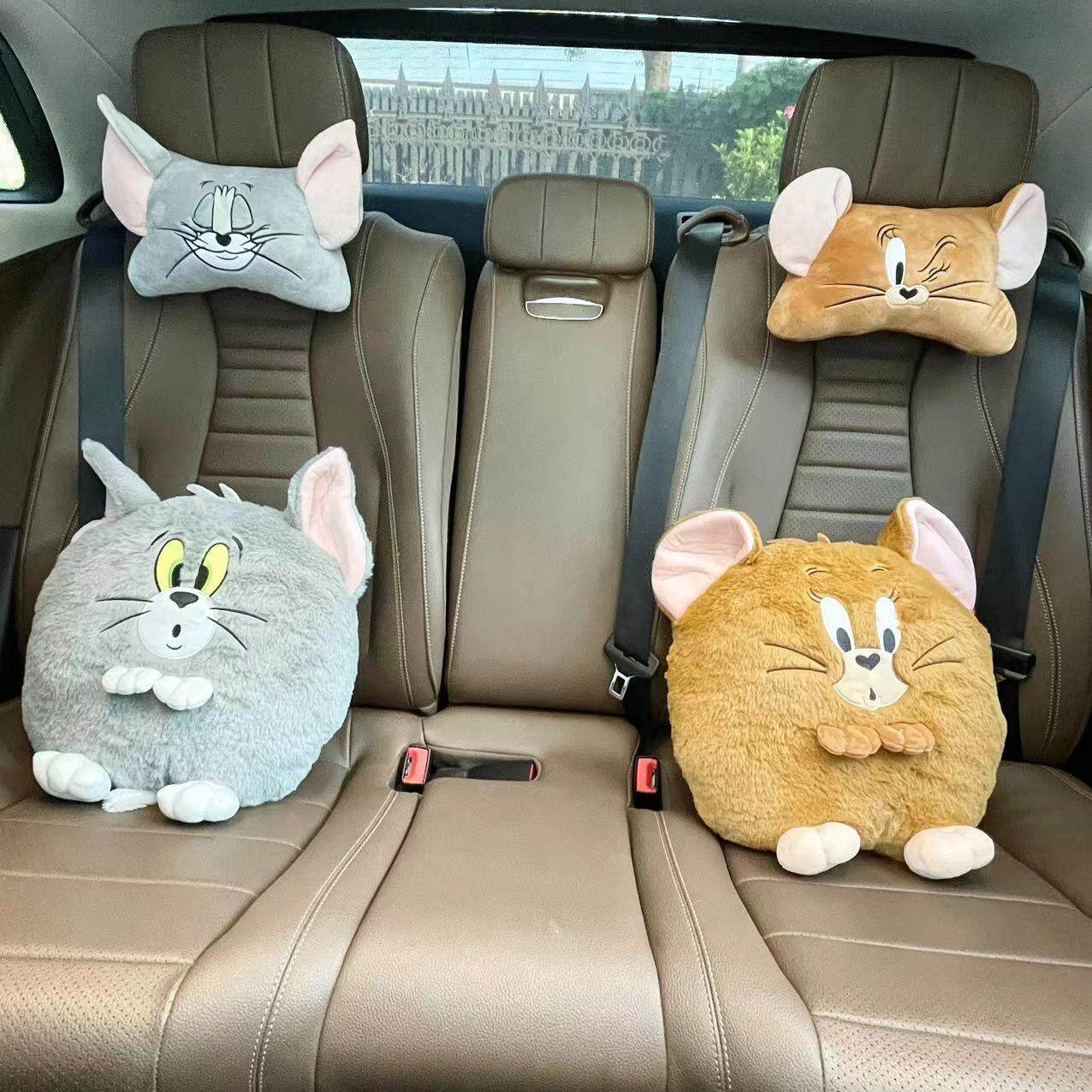【包邮】可爱卡通动漫汤姆猫和杰瑞鼠毛绒立体情侣车枕抱枕腰靠