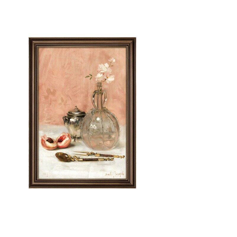 法式复古挂画美式餐厅装饰画档欧式餐桌油画饭厅墙面壁画客厅花