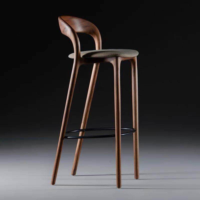 吧台椅现代简约实木高脚凳黑胡桃酒吧椅前台高脚椅家用吧台凳轻奢,住宅家具,家用高脚椅,淘宝优惠券,粉丝福利购,淘宝优惠卷