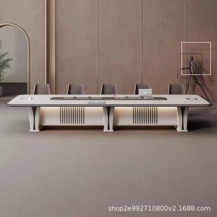 轻奢合高级组感烤漆议桌商KR04A务办公长桌现代高端会会议室桌椅