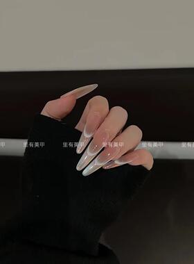里有纯手工穿戴甲美甲448天空之境腮红极光甲级气质欧美甲