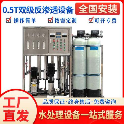 0.5t双级反渗透纯水设备工业纯净水ro水处理去离子超纯水处理设备