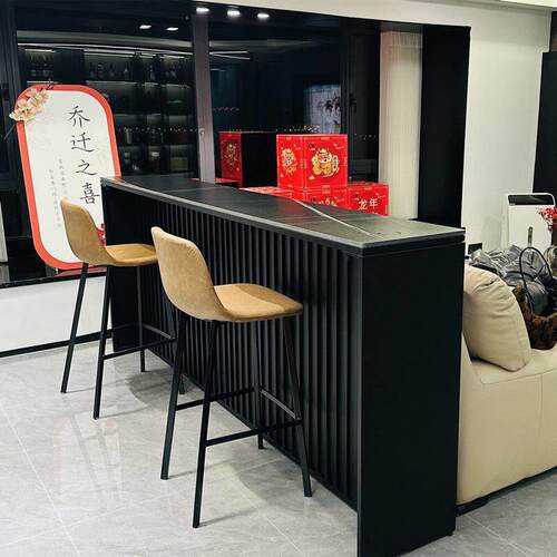 户外吧台桌椅岩板商用阳台靠墙桌子长条桌奶茶店酒吧高脚露天庭院