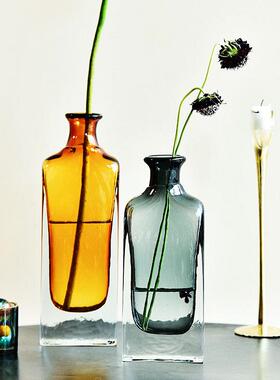 碧轩美式彩色透明花水培玻璃插花器客厅桌面干花创意田园摆件