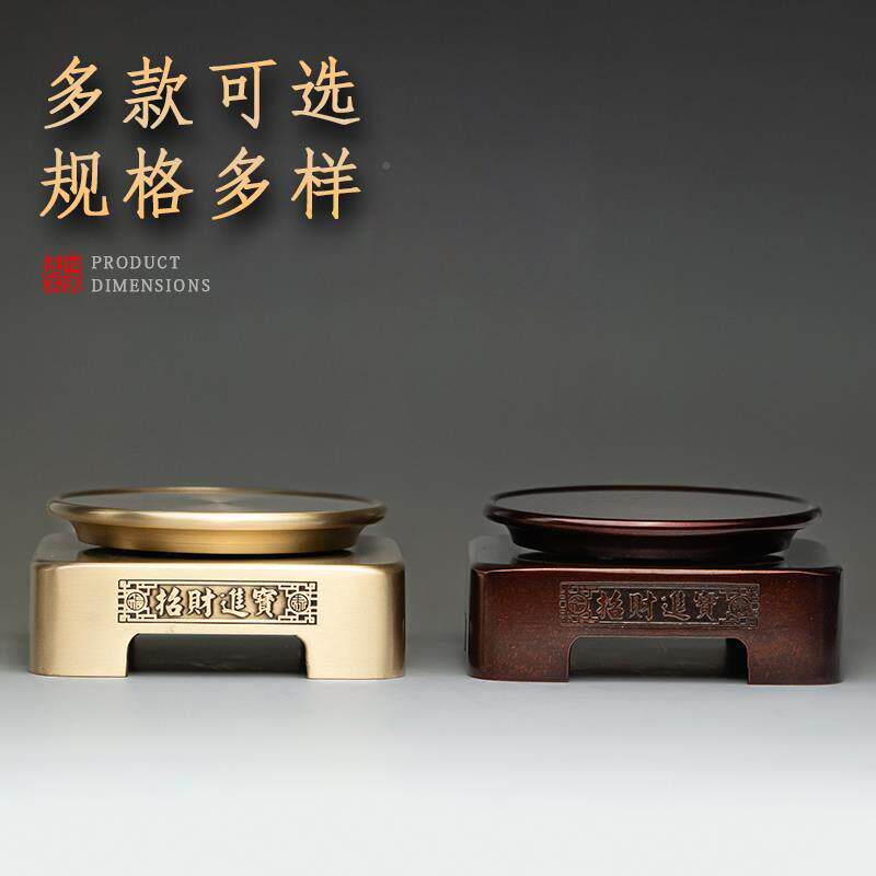 36托0°旋转铜底座香炉 托花盘方形家用瓶架奇石头底盘托 托架工H