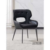 现代简约咖啡厅高档靠背椅 西餐厅复古皮艺椅子 意式 家用皮革餐椅