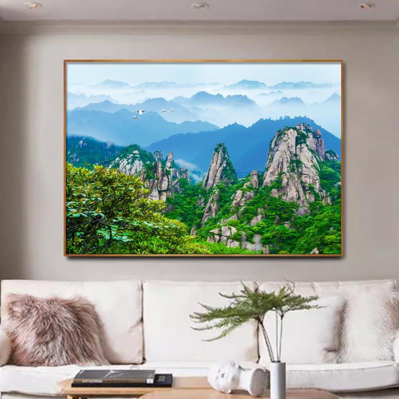 简约招财有山无水靠山挂画高山风水客厅背景墙装饰画餐厅卧室壁画