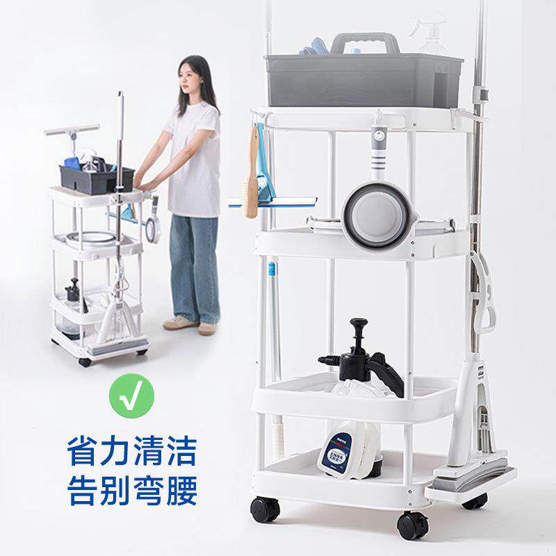 多功能便携小推车移动带轮塑料置物架家用客厅厨房卫生间清洁小推