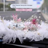 一路平安鹿汽车摆件太阳能旋转中控台车载饰品高级感车用香水装 饰