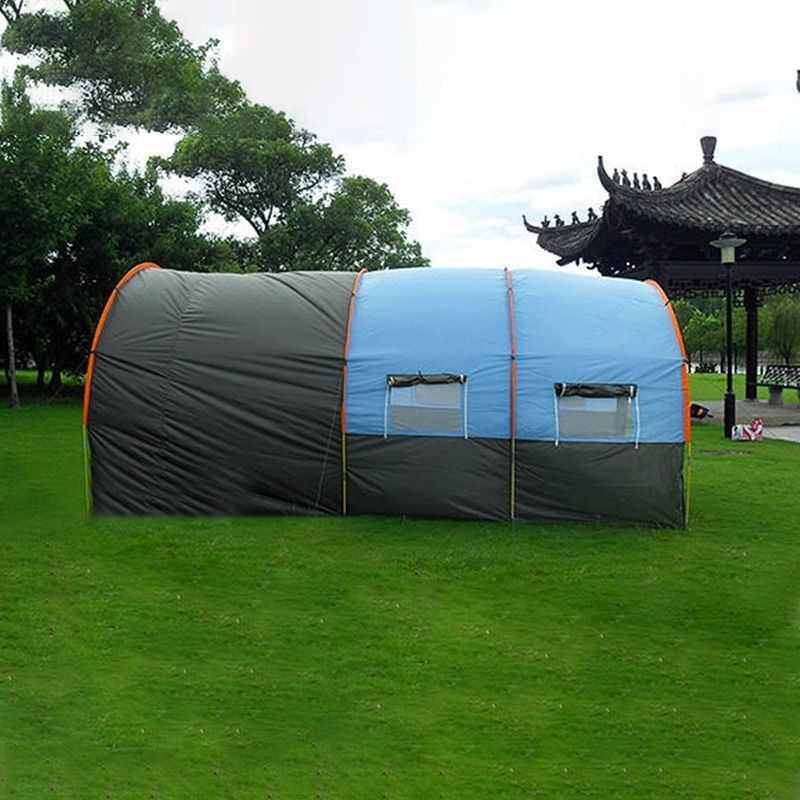 XY超大型隧道帐篷户外露营一室两厅多人帐篷野营手搭防雨8-10人团