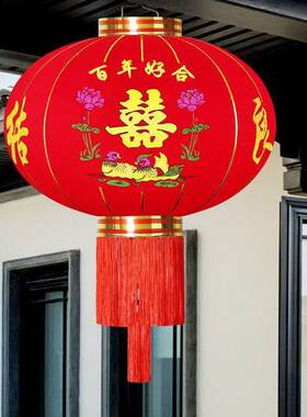2025新款结婚大门带灯喜字大红灯笼一对户外院子阳台婚庆装饰用品