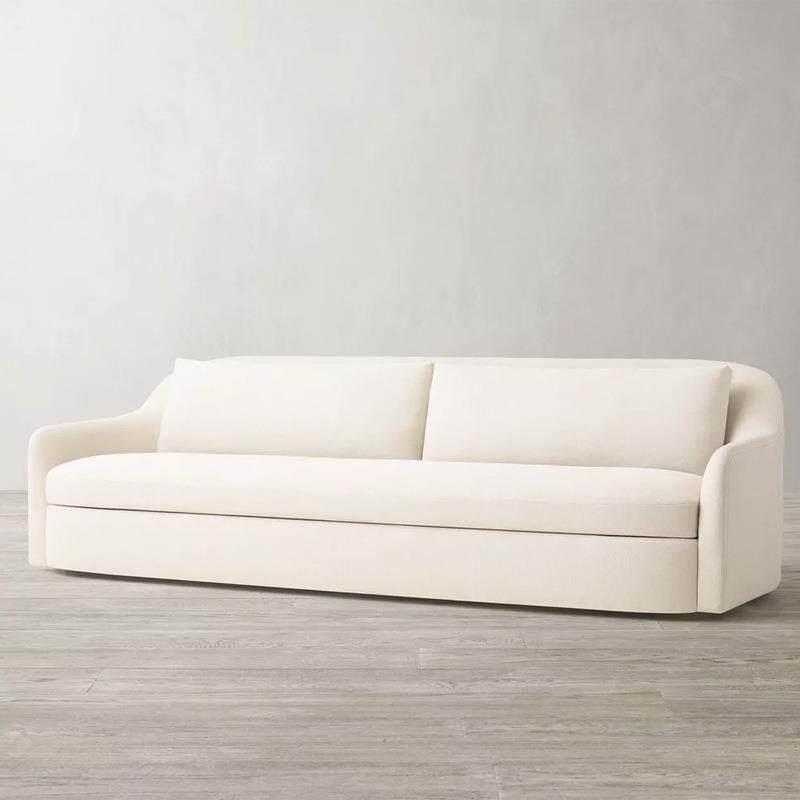 RH美式三人布艺沙发组合北欧简约米白色客厅弧形沙发MAXIMESOFA