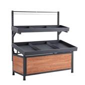 AL水果货架永辉款 超市展示架钢木中岛蔬菜架子多层升降梯形商用