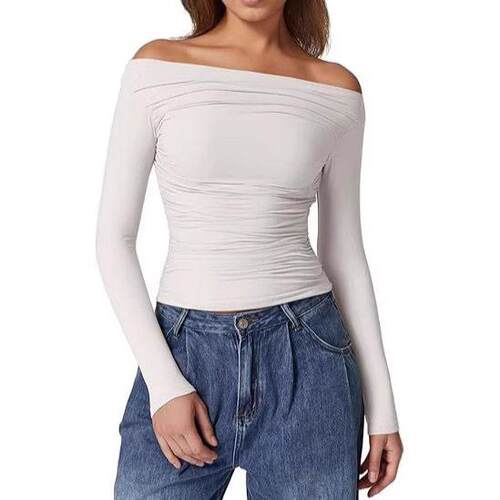 Women's top, one shoulder long sleeved T-shirt, shirt with