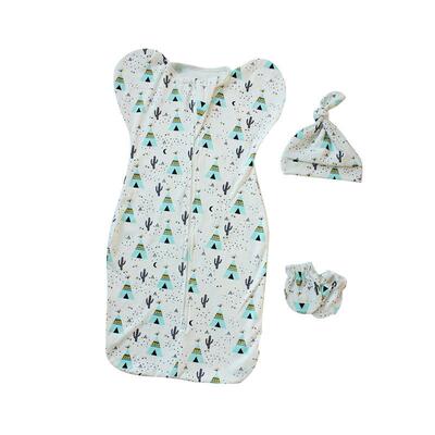 3Pcs Baby Sleeping Bags Soft Swaddle Muslin Blanket Printed